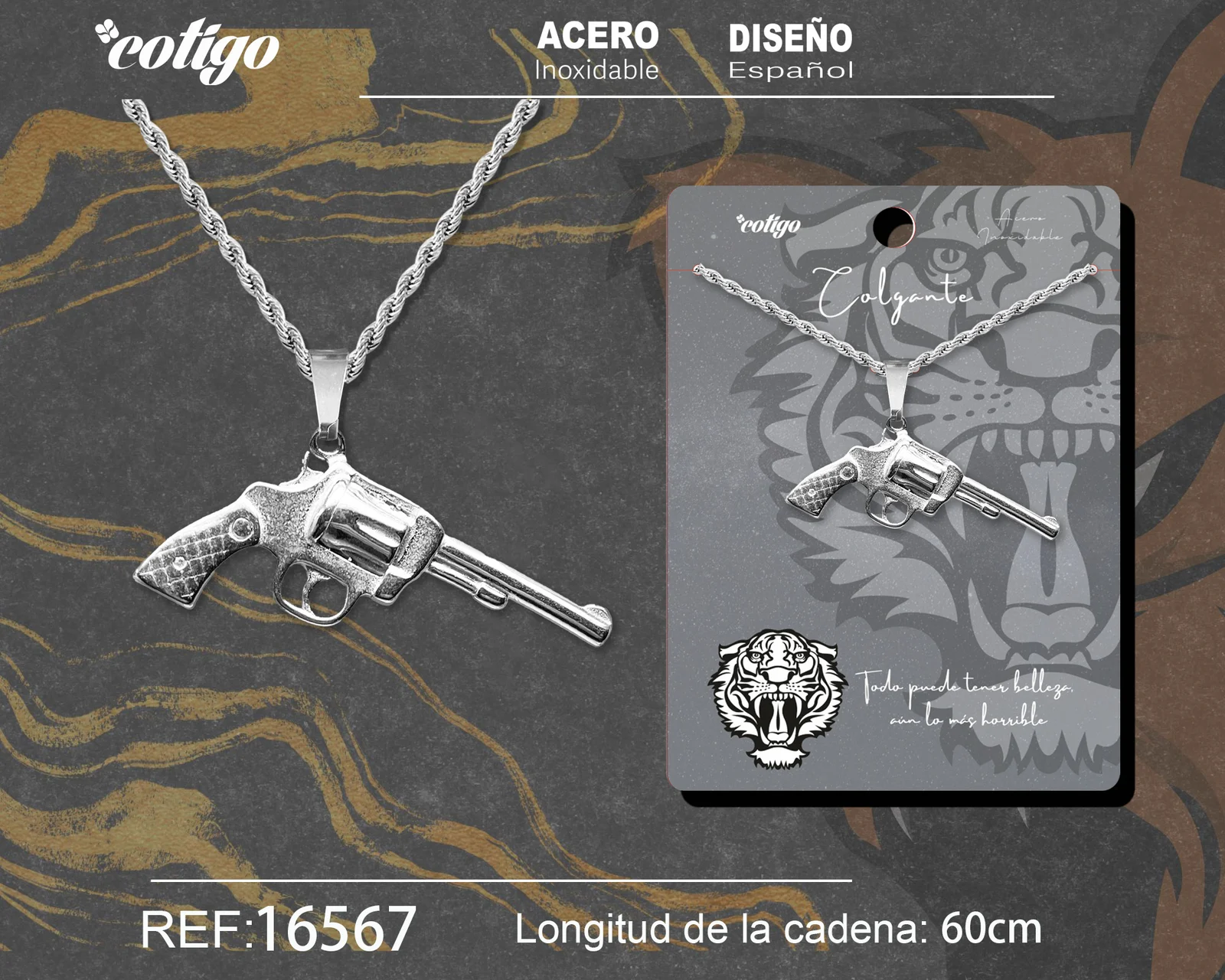 COLGANE HOMBRE ACERO COLOR PLATEADO