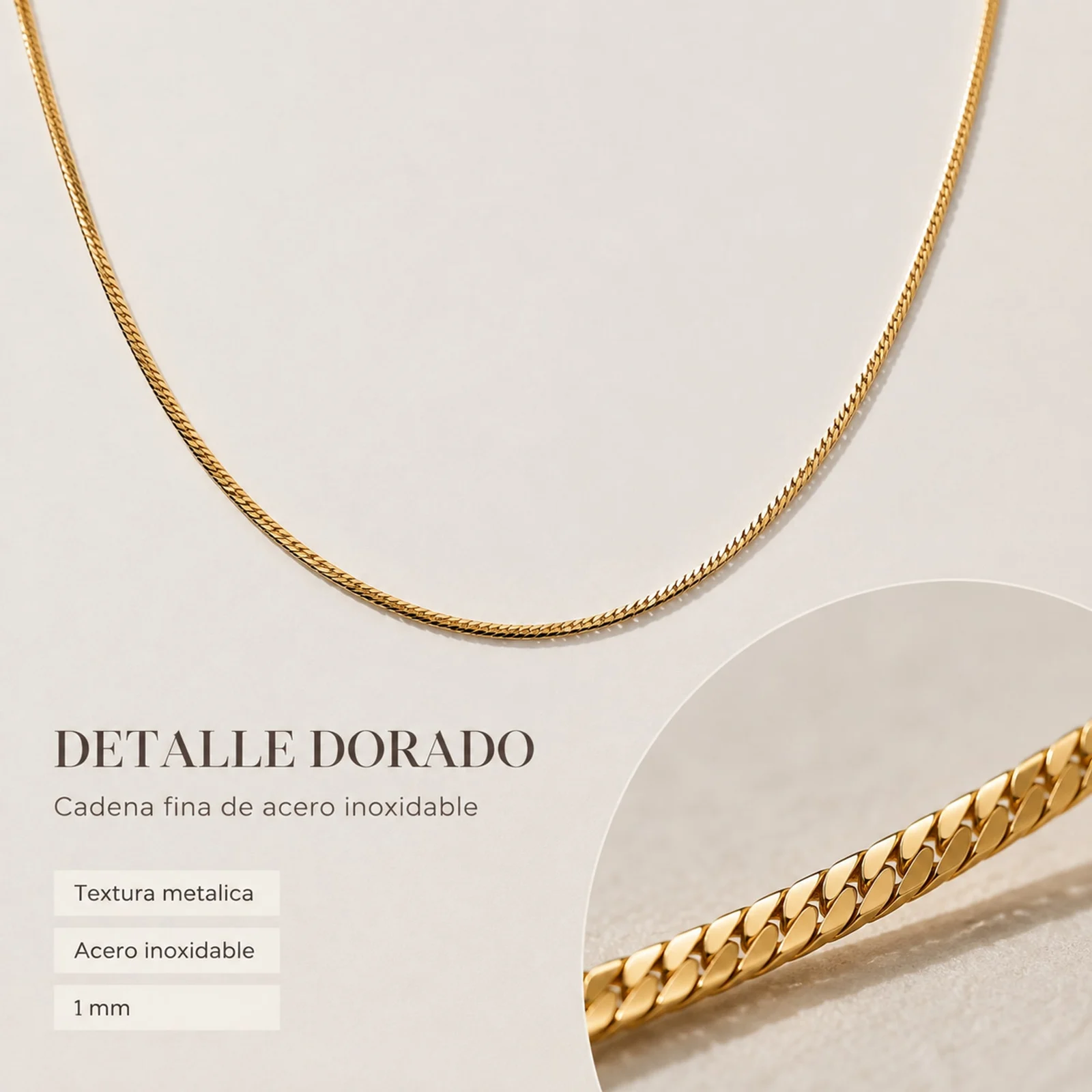 COLLAR DE CADENA ACERO DORADO