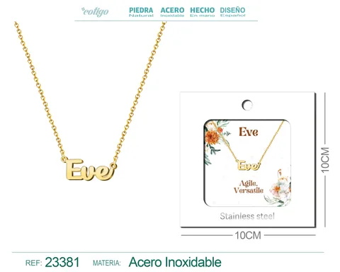 COLLAR NOMBRE INGLES EVE ACERO CON SOBRE
