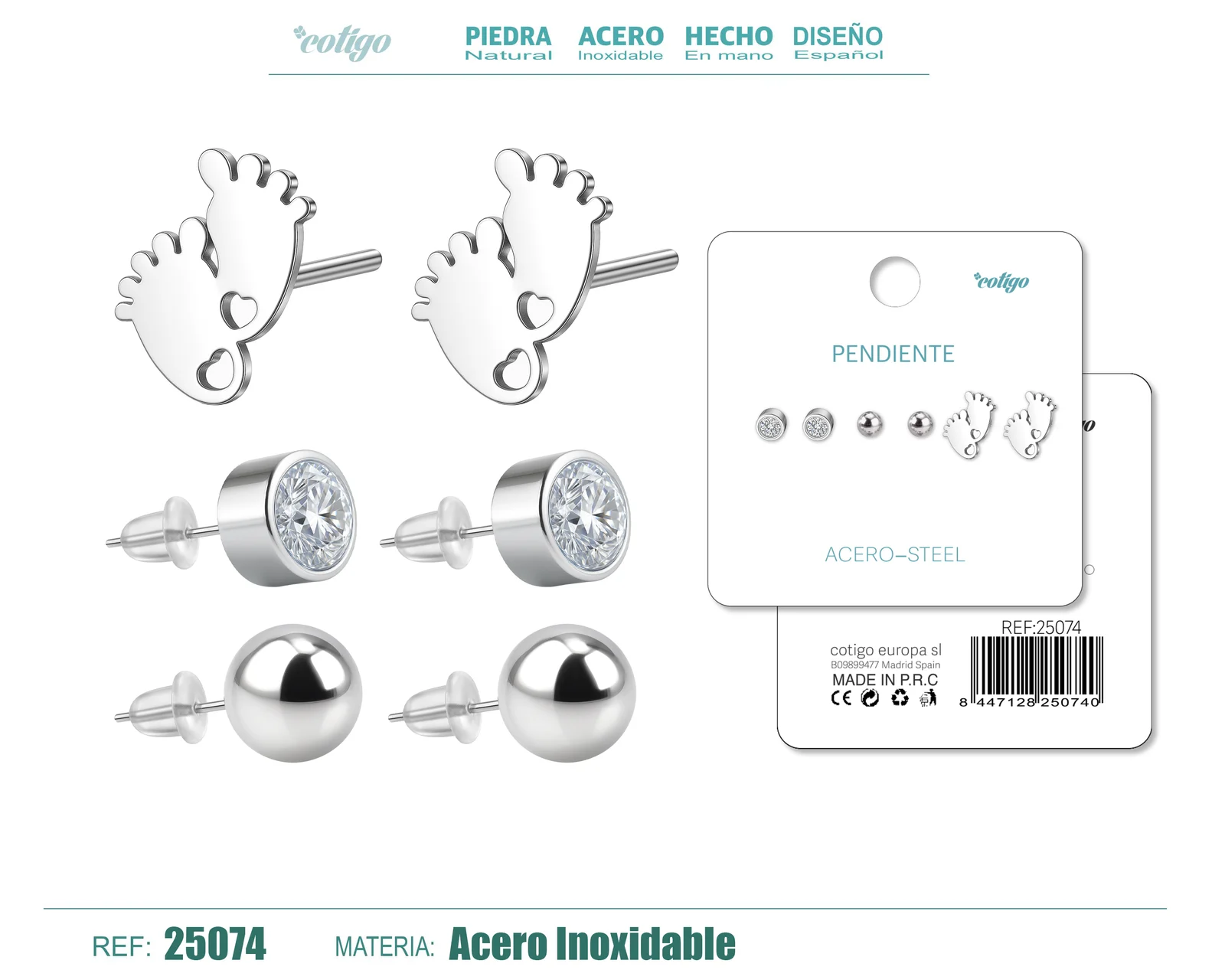 PENDIENTE ACERO INOXIDABLE 3 PARES