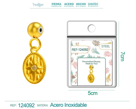 CHARM ACERO DORADO CHAPADO ORO 14 K-CON BOLA DE GOMA
