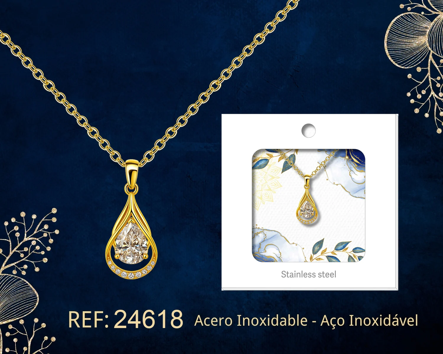 COLGANTE CHAPADO ORO 14K CON CIRCONITA