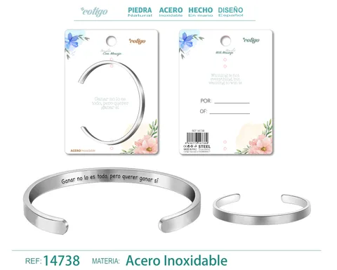 BRAZALETE ACERO CON MENSAJE ESPAÑOL