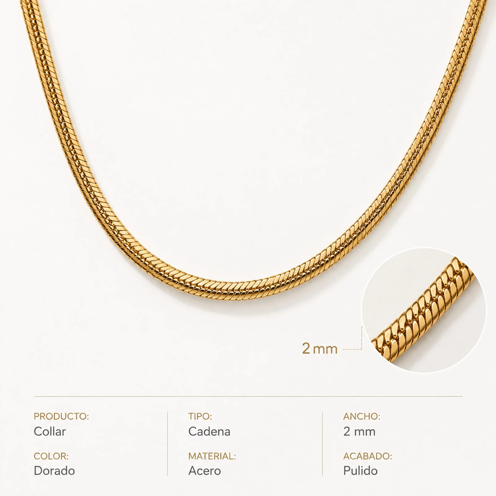 COLLAR DE CADENA ACERO DORADO
