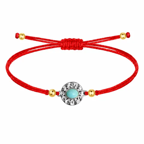 Pulsera Hilo encerado Rojo CON OJO TURCO Plateado