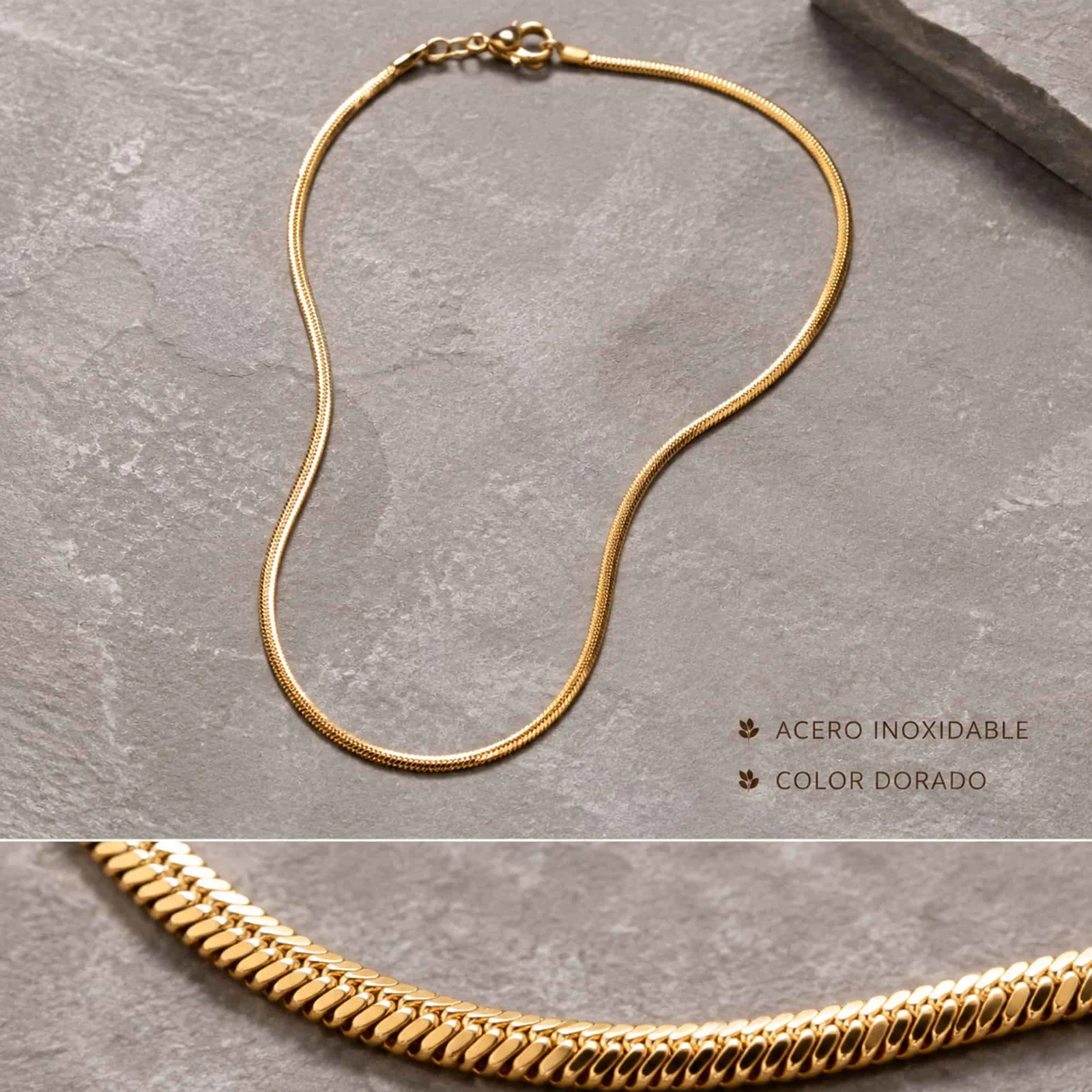 COLLAR DE CADENA ACERO DORADO