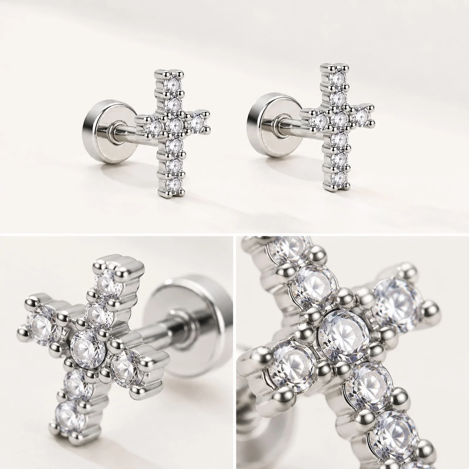 Pendiente-Piercing Bañado Oro 18K y con Circonita