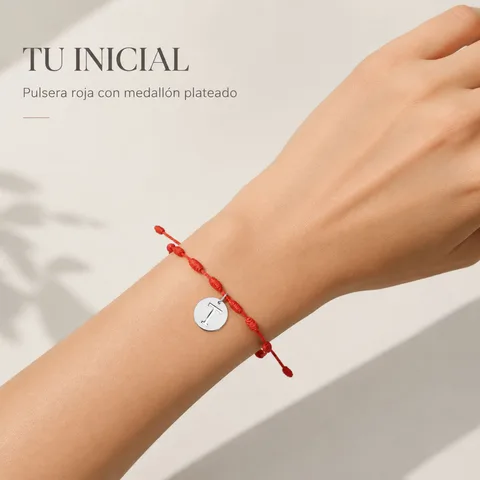 PULSERA 7 NUDOS CON LETRA T COLOR PLATEADO