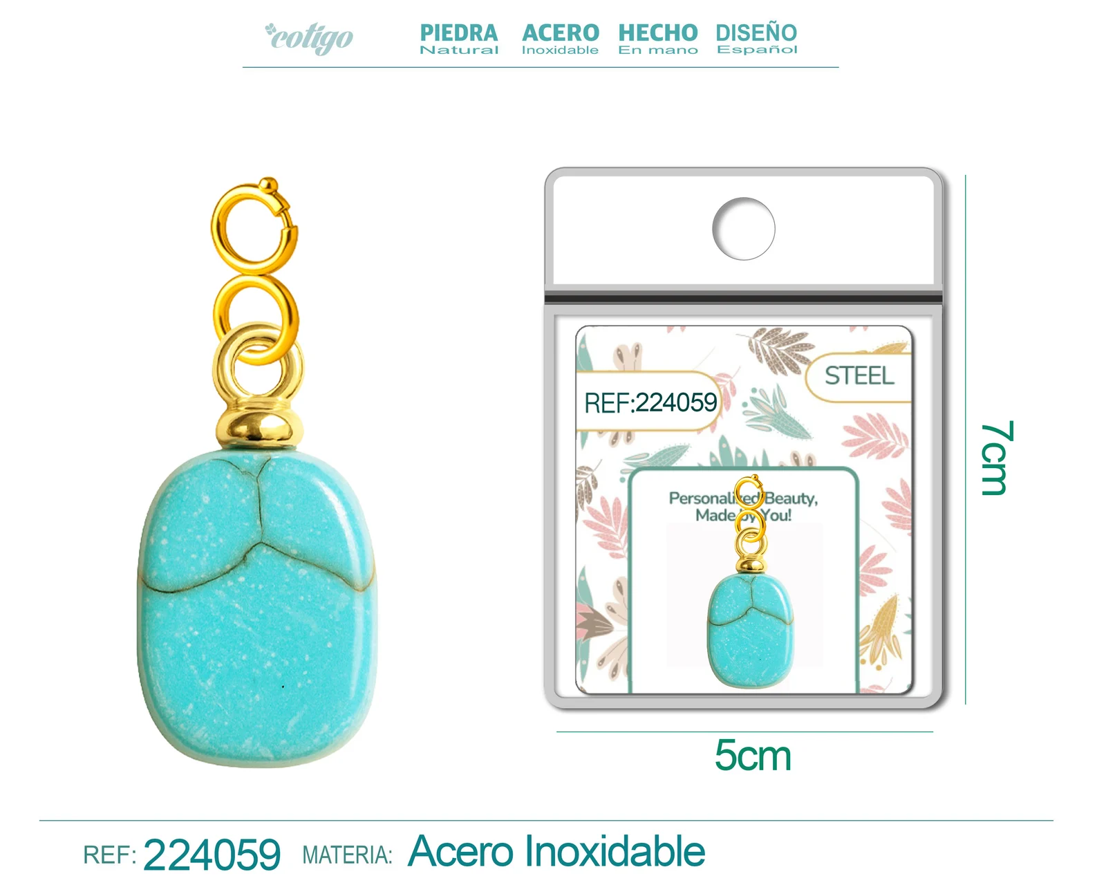 CHARM ACERO DORADO CHAPADO ORO 14 K-CON CIERRE