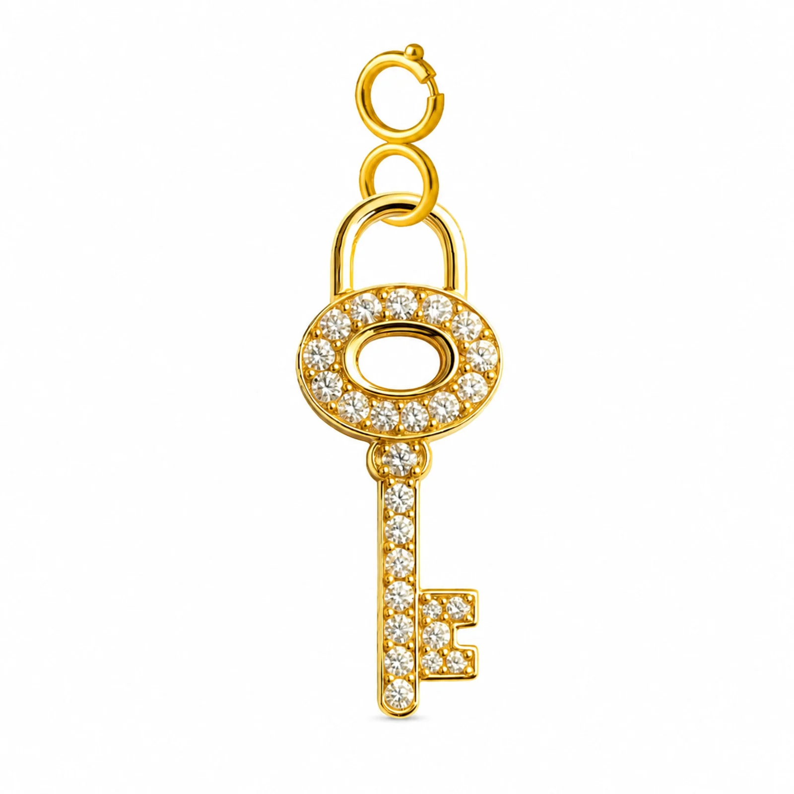CHARM DE COBRE CHAPADO A ORO 14K CON CIRCONITA-CON CIERRE
