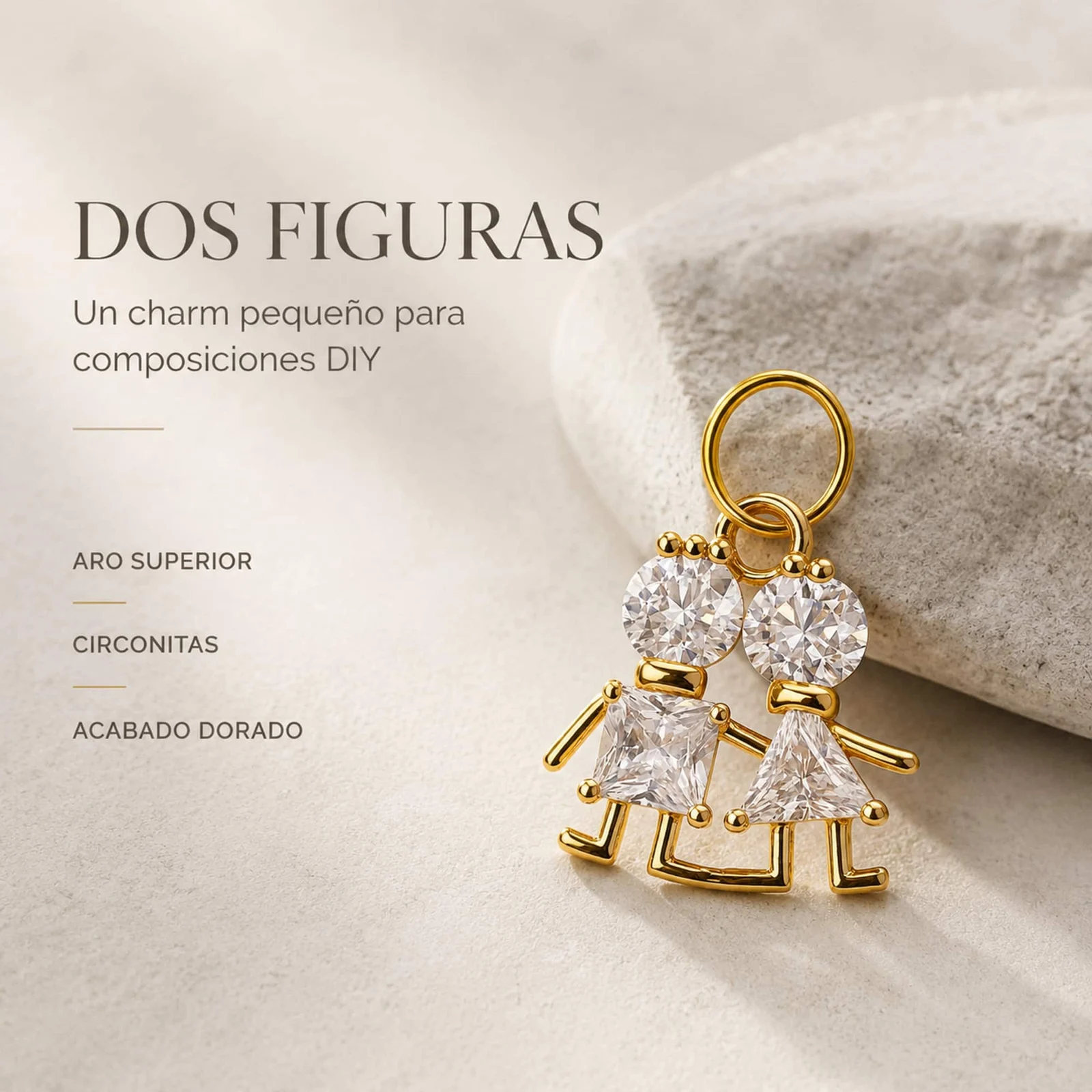 CHARM DE COBRE CHAPADO ORO 14K CON CIRCONITA