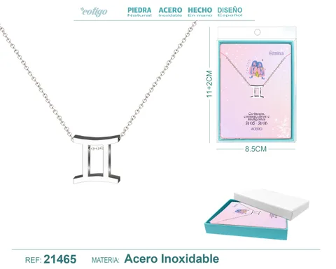COLLAR ZODÍACO GÉMINIS ACEROCOLOR PLATEADO