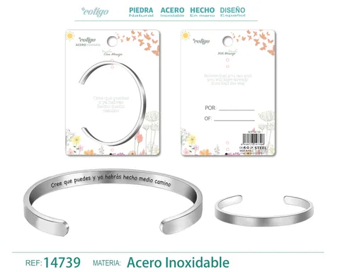 BRAZALETE ACERO CON MENSAJE ESPAÑOL