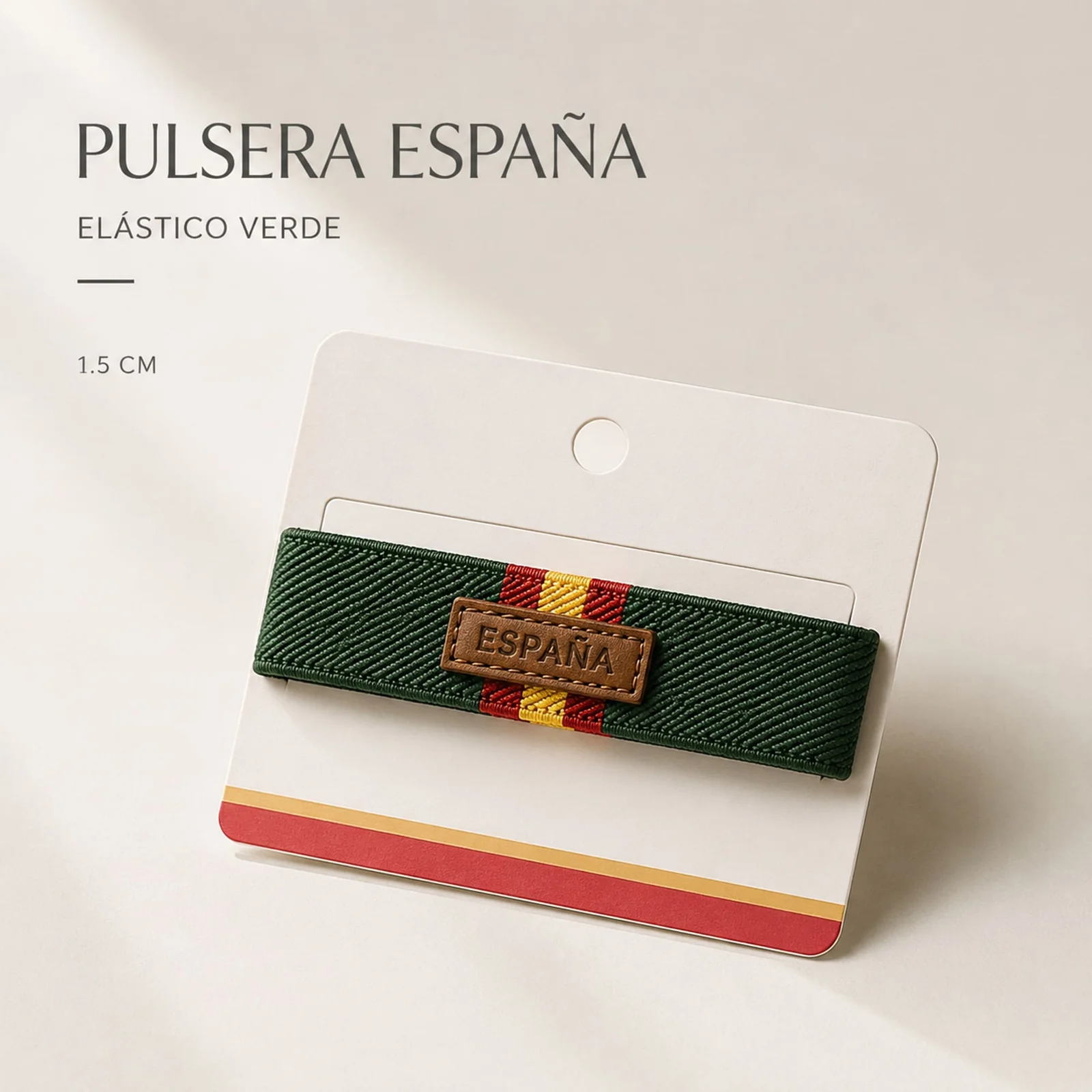 PULSERA ESPAÑA ELÁSTICO ANCHO 1.5CM VERDE