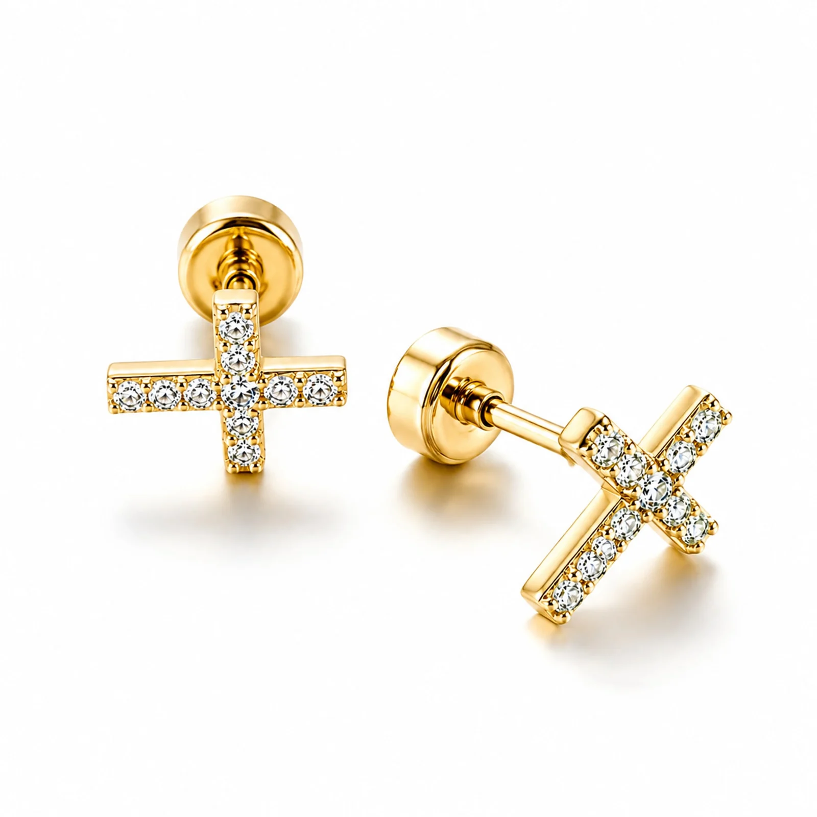 Pendiente-Piercing Bañado Oro 18K y con Circonita