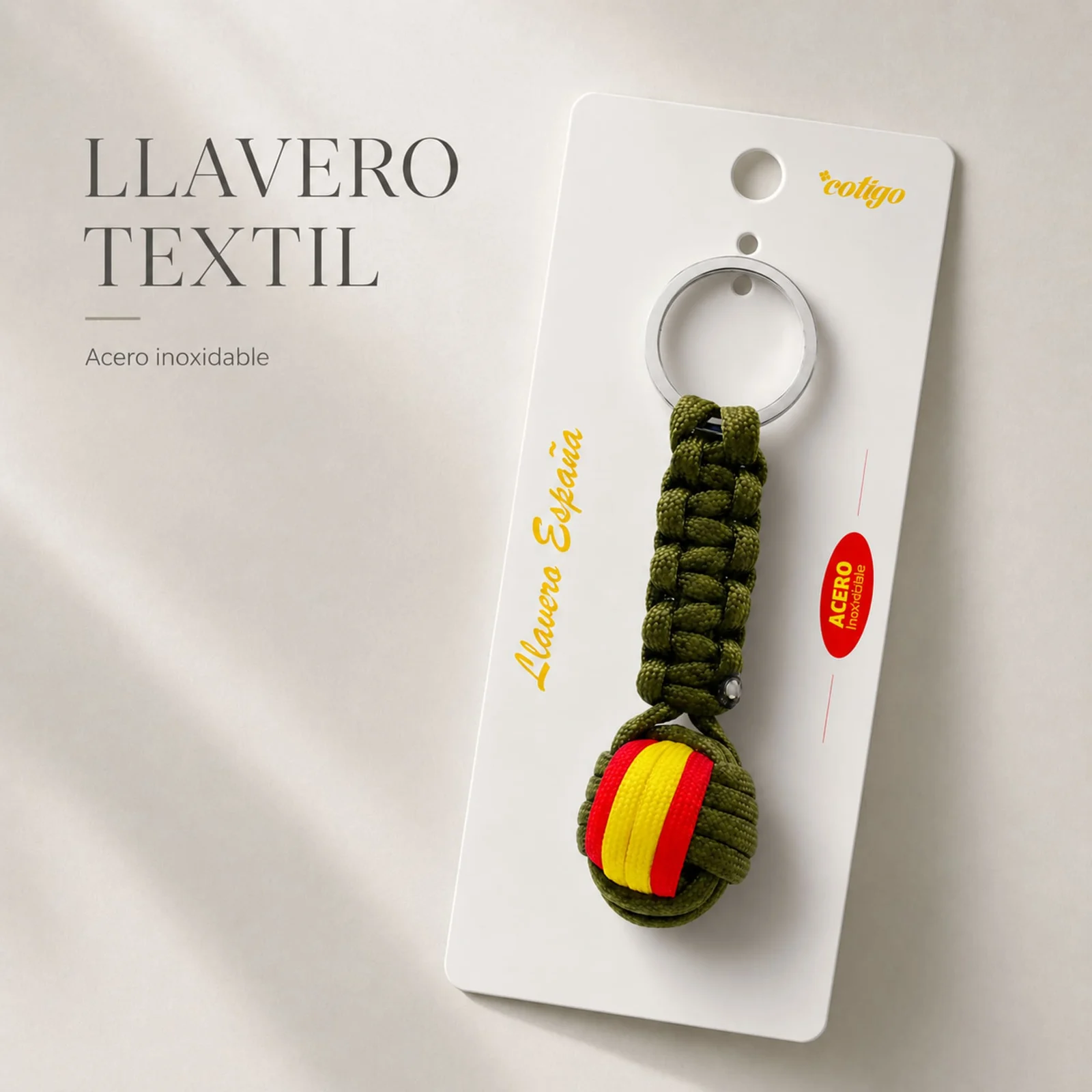 LLAVERO BOLA DE CUERDA CON ARO ACERO