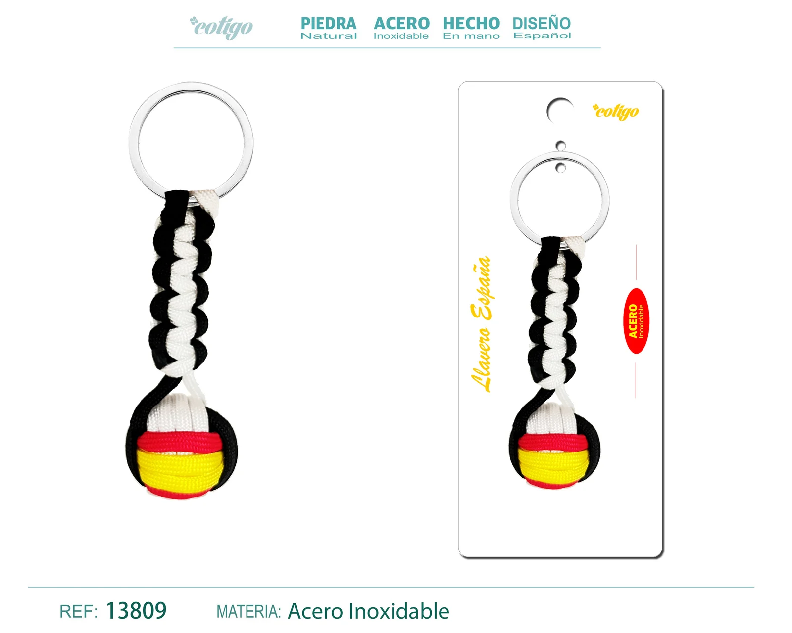 LLAVERO BOLA DE CUERDA CON ARO ACERO