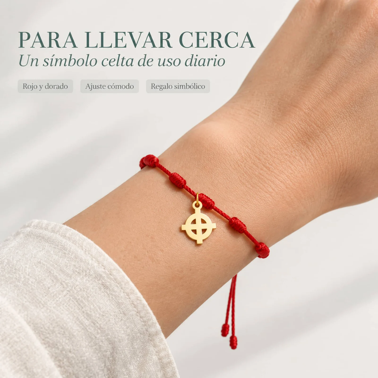 PULSERA 7 NUDOS CON CRUZ CELTA COLOR DORADO