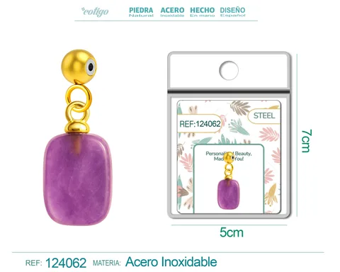 CHARM ACERO DORADO CHAPADO ORO 14 K-CON BOLA DE GOMA