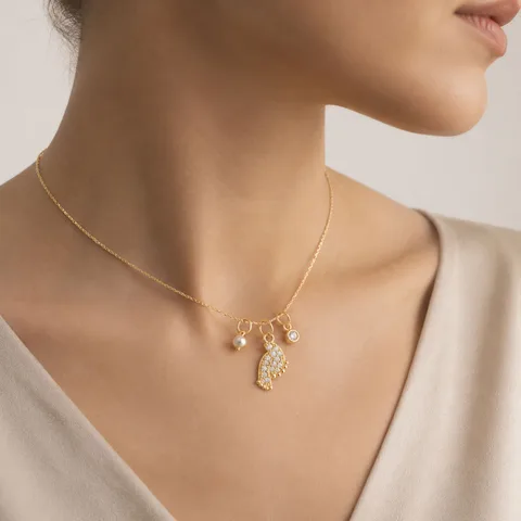 CHARM DE COBRE CHAPADO ORO 14K CON CIRCONITA