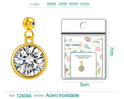 CHARM ACERO DORADO CON PIEDRA NACIMIENTO DE ABRIL-CON BOLA DE GOMA