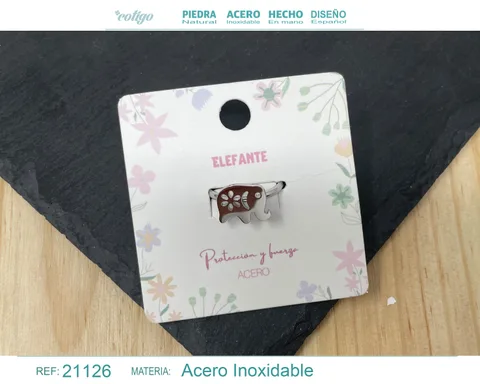 ANILLO ELEFANTE ACERO COLOR PLATEADO