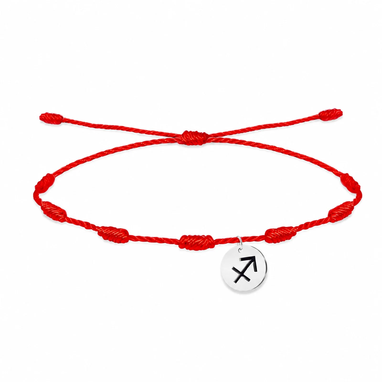 PULSERA 7 NUDOS CON SAGITARIO ACERO. COLOR PLATEADO