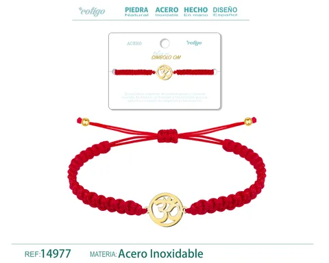 PULSERA HILO DESTINO  CON SIMBOLO OM ACERO DORADO