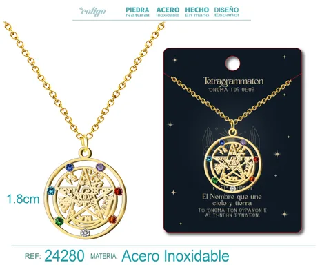 COLGANTE TETRAGRAMMATON ACERO COLOR DORADO