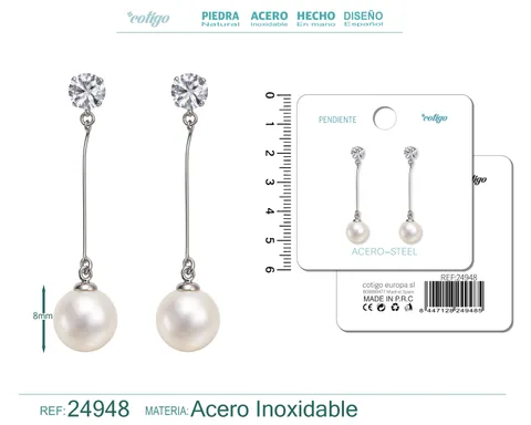 PENDIENTE DE PERLA CON ACCESORIO ACERO