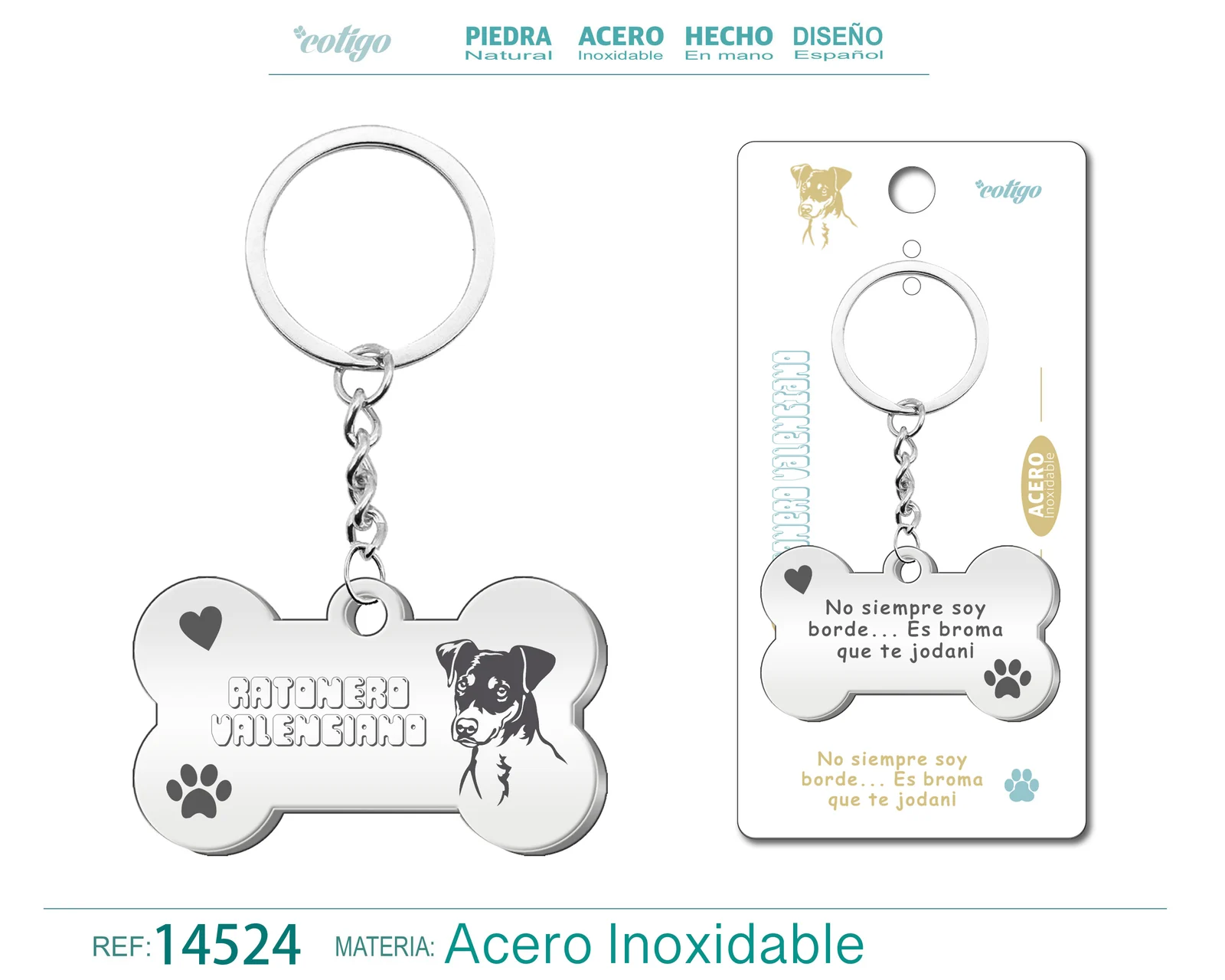 LLAVERO ACERO DE PERRO RATONERO VALENCIANO