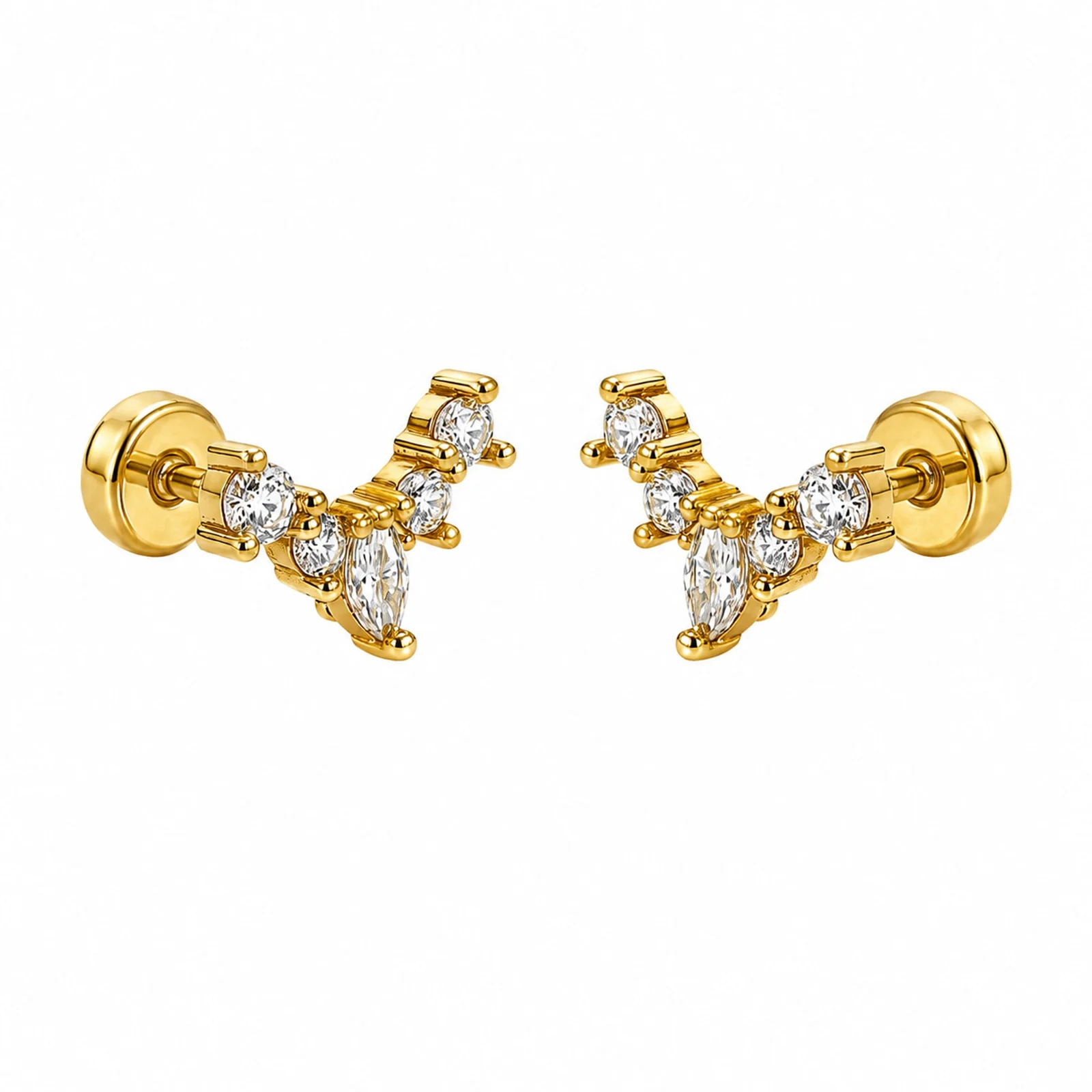 Pendiente-Piercing Bañado Oro 18K y con Circonita