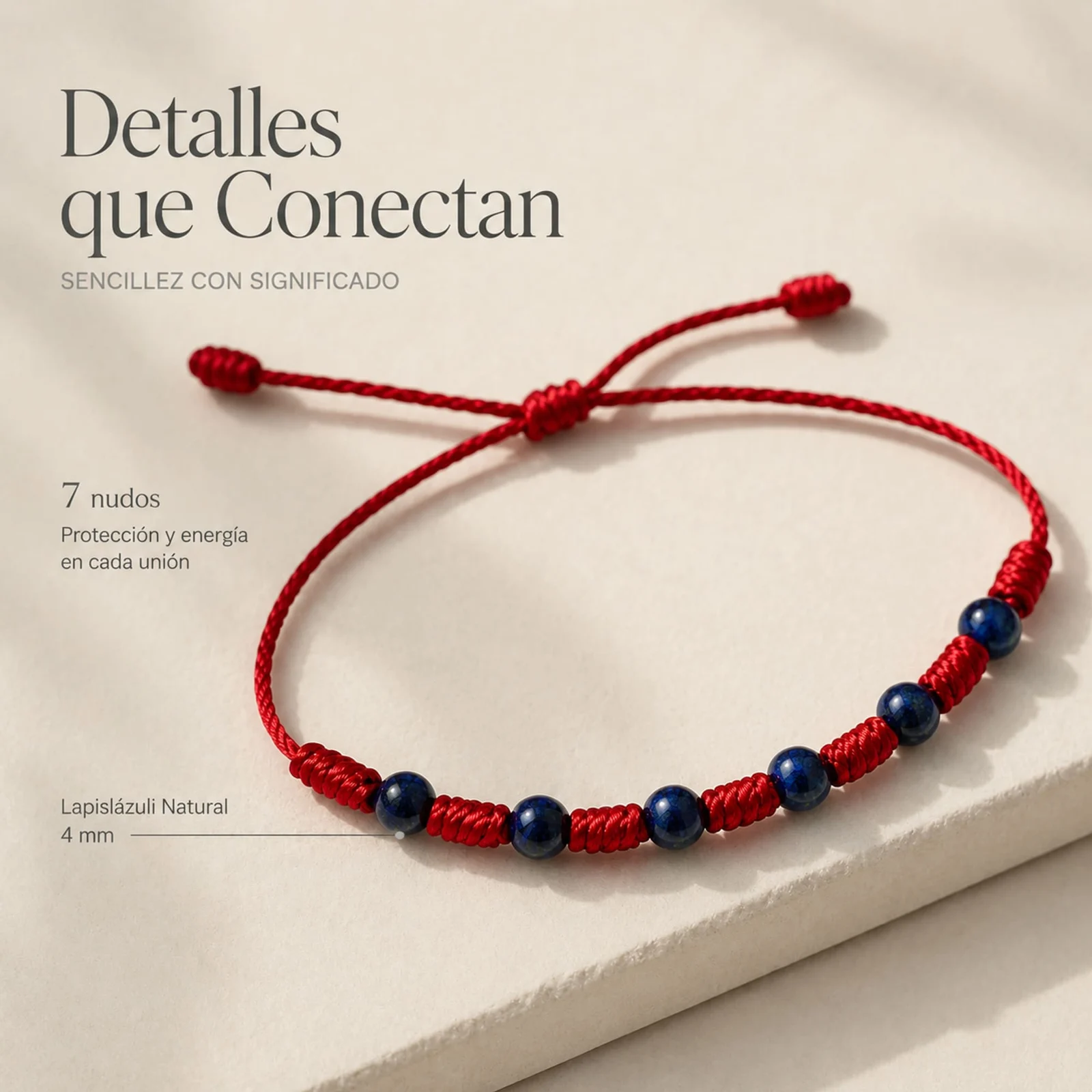 PULSERA 7 NUDOS CON  LAPISLÁZULI FÉNIX 4MM