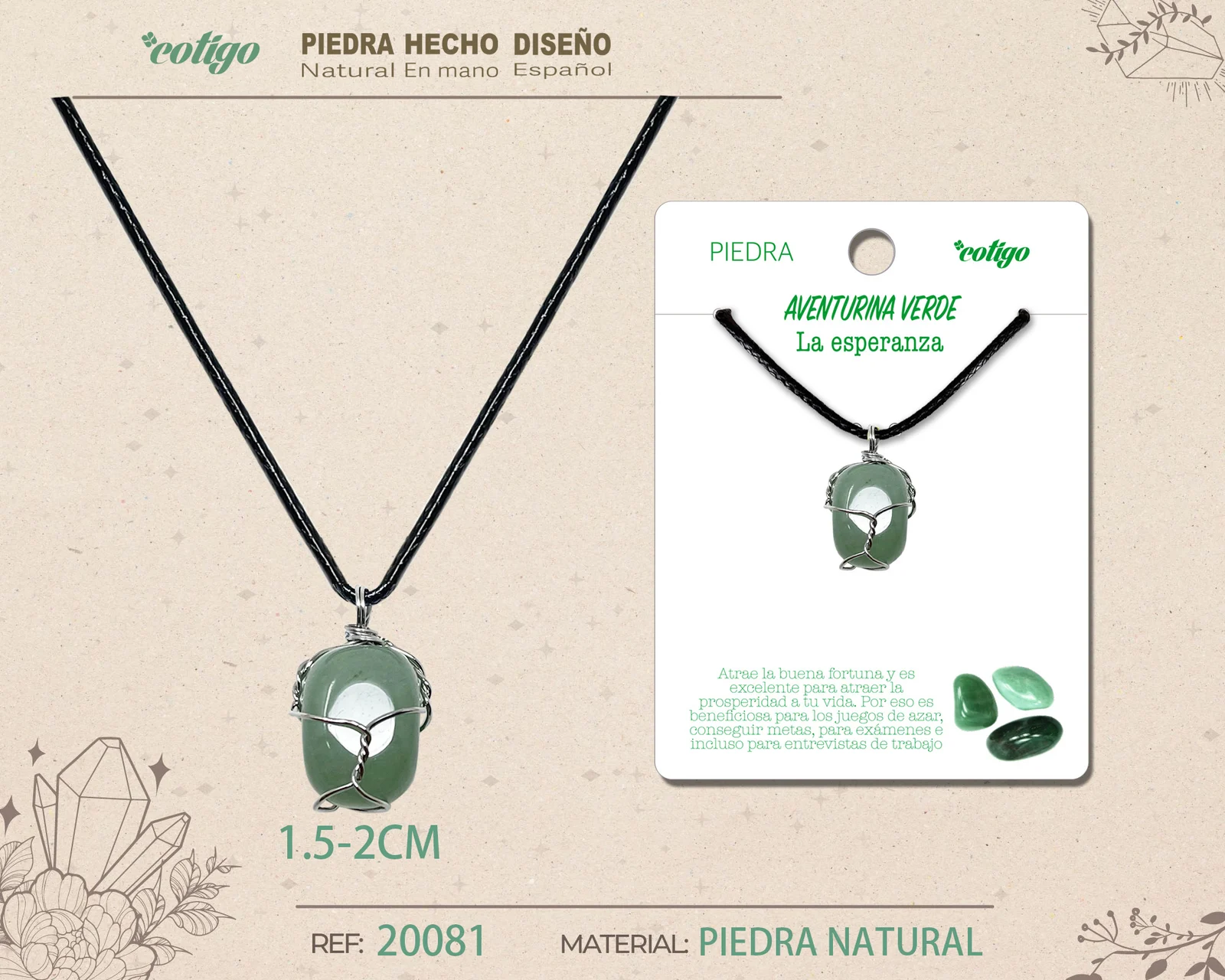 COLGANTE PIEDRA NATURAL- AVENTURINA VERDE