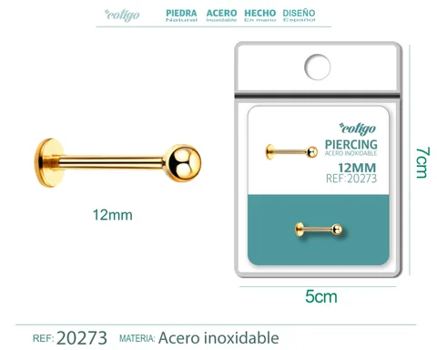 PIRERCING ACERO ANTIALERGICO COLOR DORADO