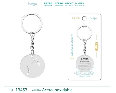 LLAVERO ACERO CON ZODIACO ARIES