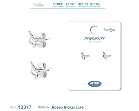 PENDIENTE ACERO  INOXIDABLE COLOR PLATEADO