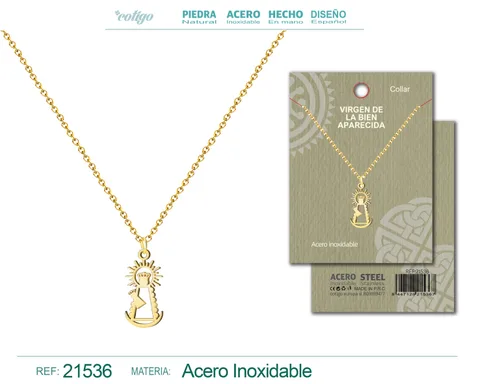 COLGANTE VIRGEN DE LA BIEN APARECIDA ACERO DORADO