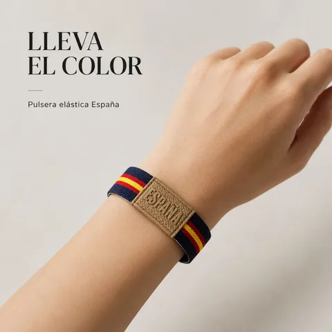 PULSERA ESPAÑA ELÁSTICO ANCHO 1.5CM VERDE