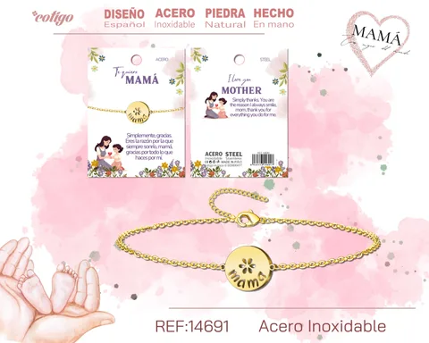 PULSERA PARA MAMÁ COLOR DORADO
