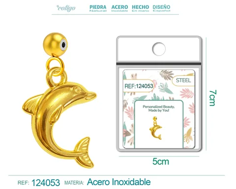 CHARM ACERO DORADO CHAPADO ORO 14 K-CON BOLA DE GOMA