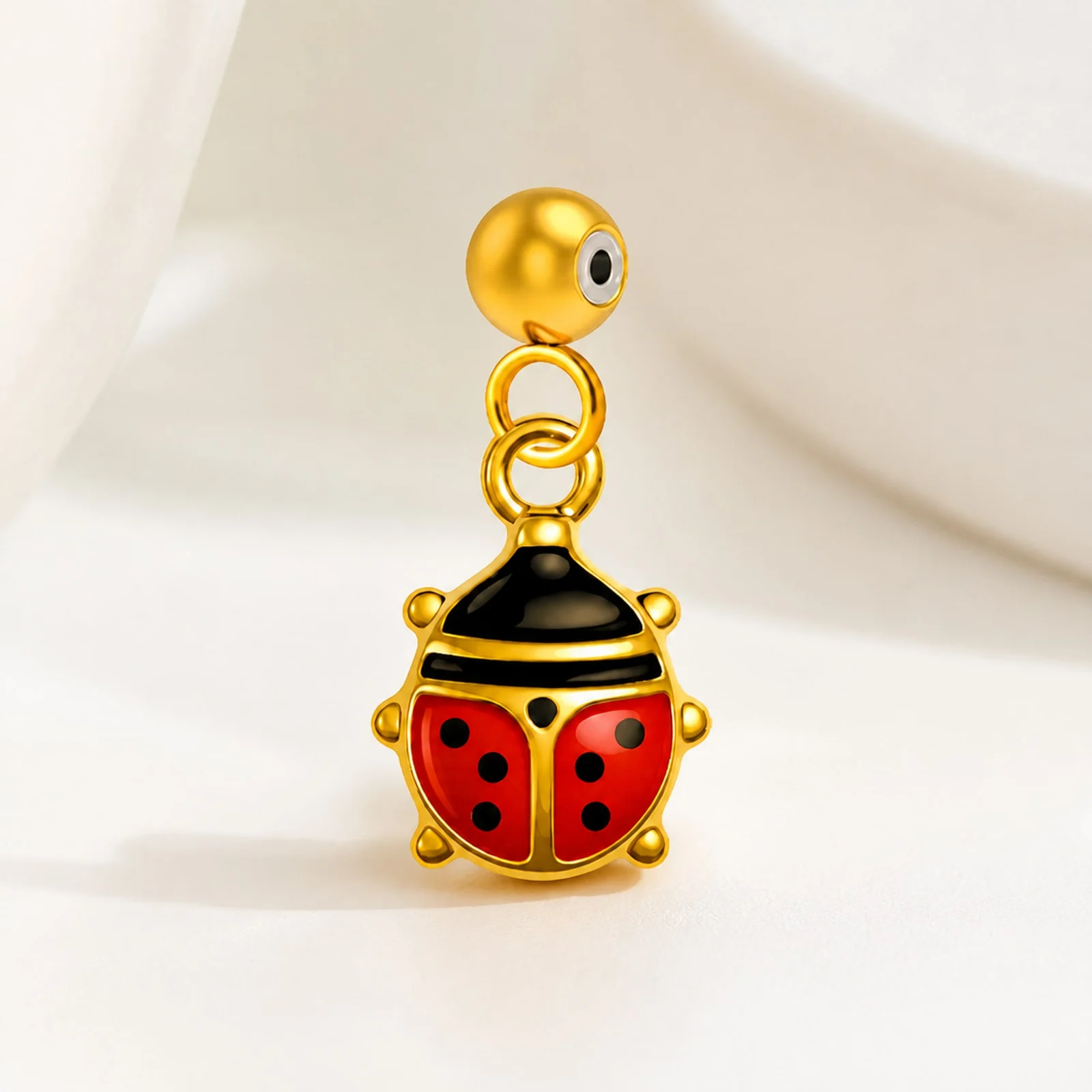 CHARM ACERO DORADO CHAPADO ORO 14 K-CON BOLA DE GOMA