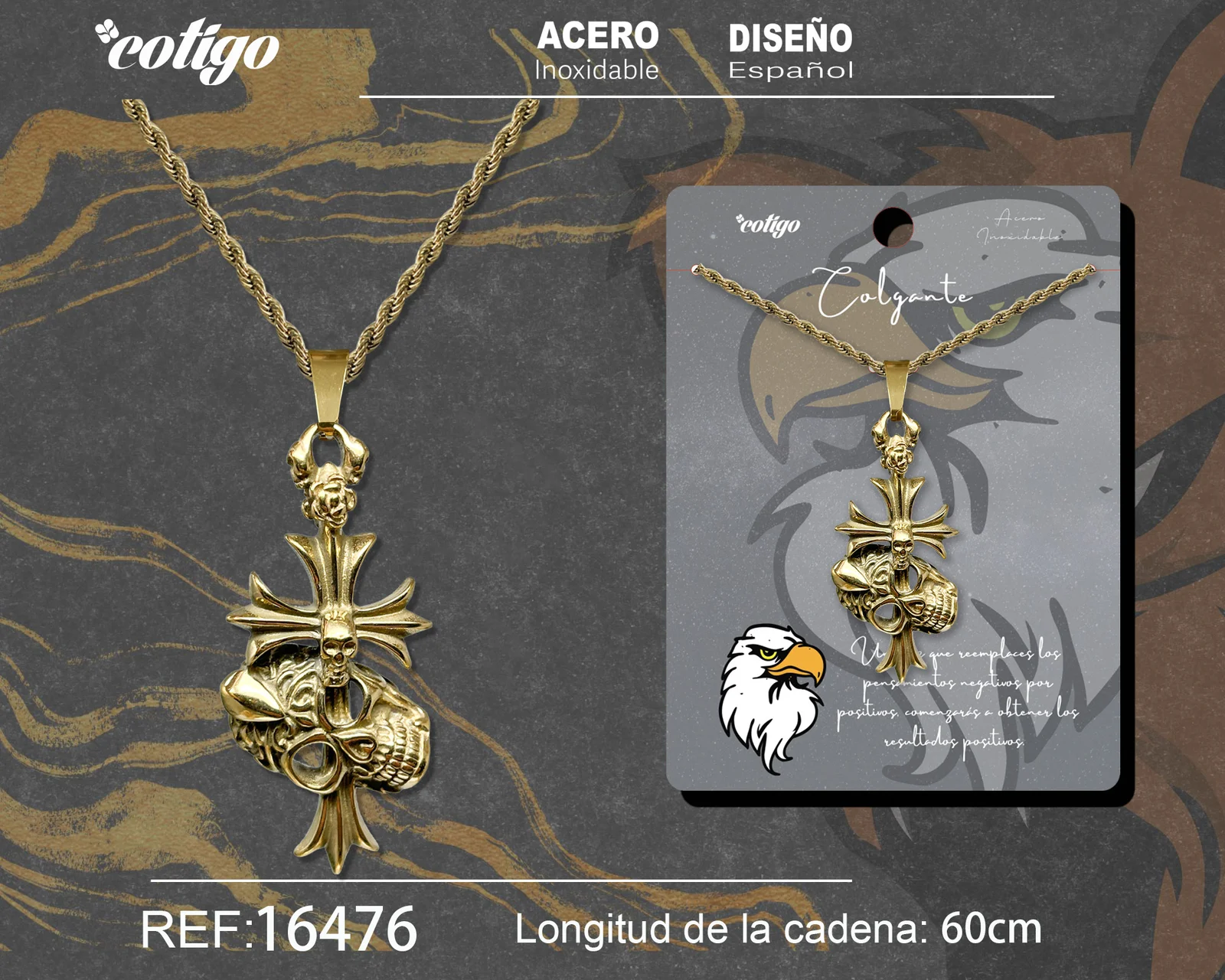 COLGANE HOMBRE ACERO COLOR DORADO
