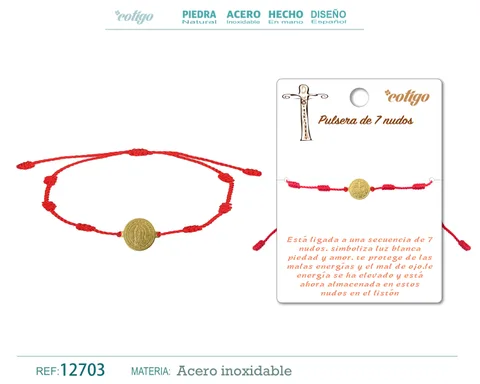 PULSERA 7 NUDOS CON VIRGEN GUADALUPE COLOR DORADO