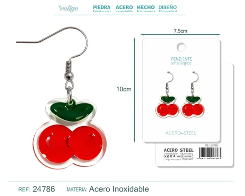 PENDIENTE DE CEREZA ACCESORIO ACERO