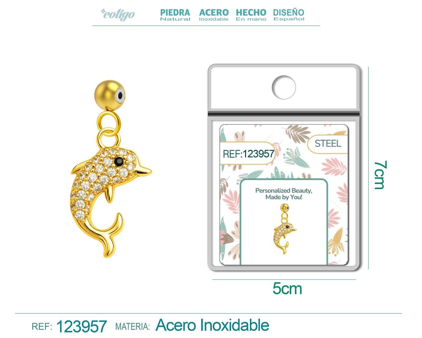 CHARM DE COBRE CHAPADO ORO 14K CON CIRCONITA-CON BOLA DE GOMA
