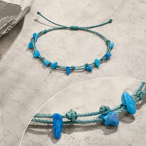 PULSERA HILO ENCERADO CON TURQUESA