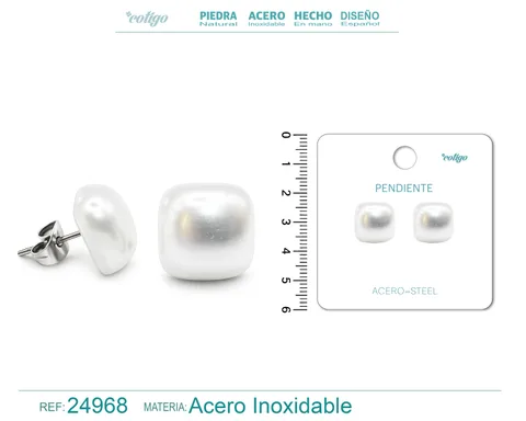 PENDIENTE DE PERLA CON ACCESORIO ACERO