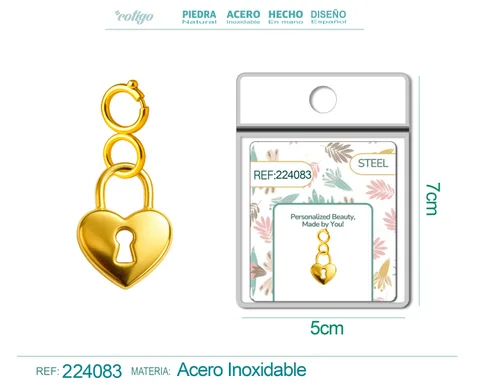 CHARM ACERO DORADO CHAPADO ORO 14 K-CON CIERRE