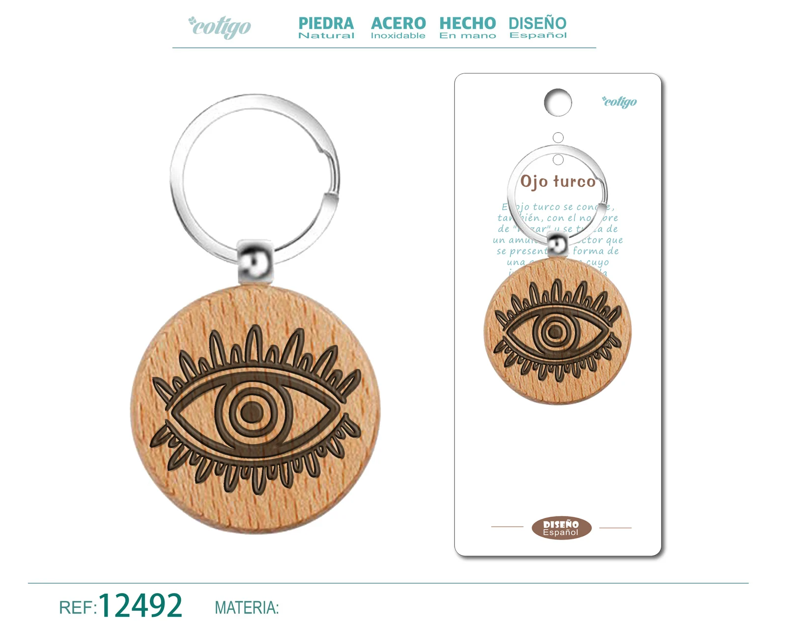 LLAVERO DE MADERA CON OJO TURCO